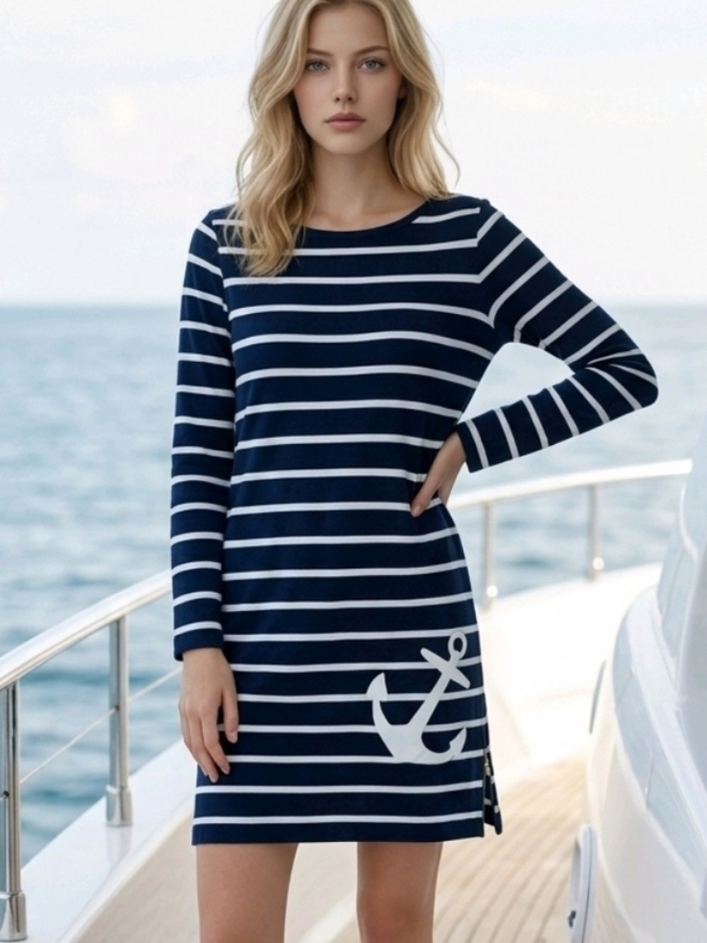 J. Crew Striped Nautical Anchor Dress